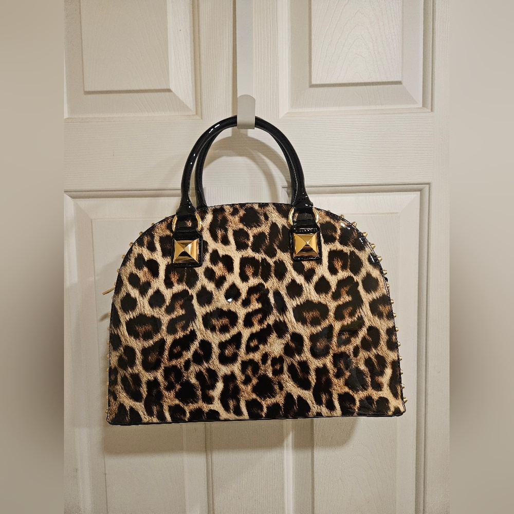 Large Leopard Print Satchel - Picture 5 of 12